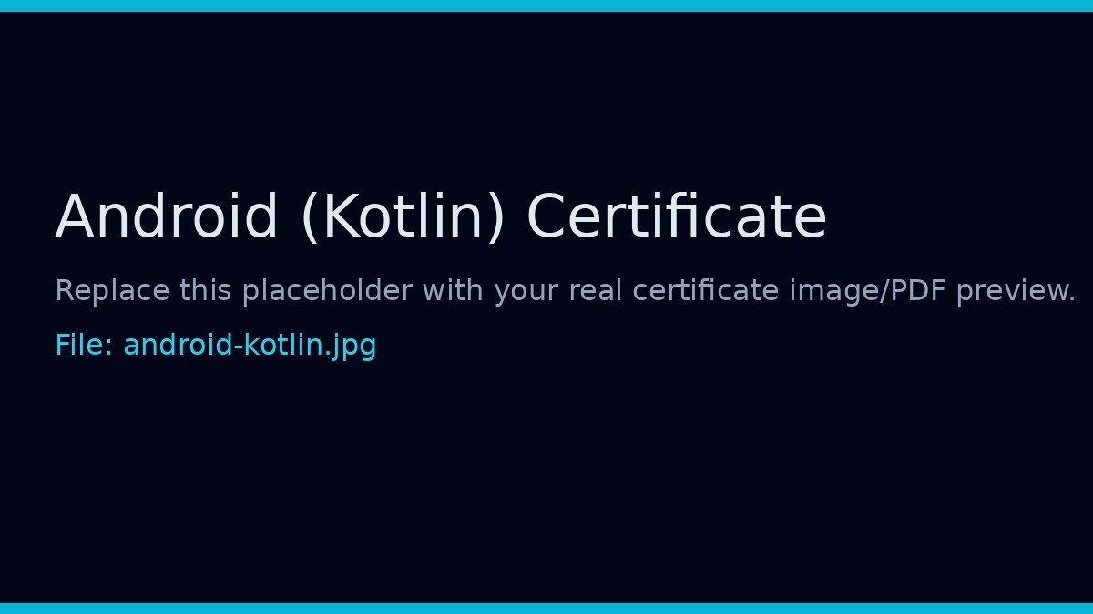 Android Application Development (Kotlin) certificate