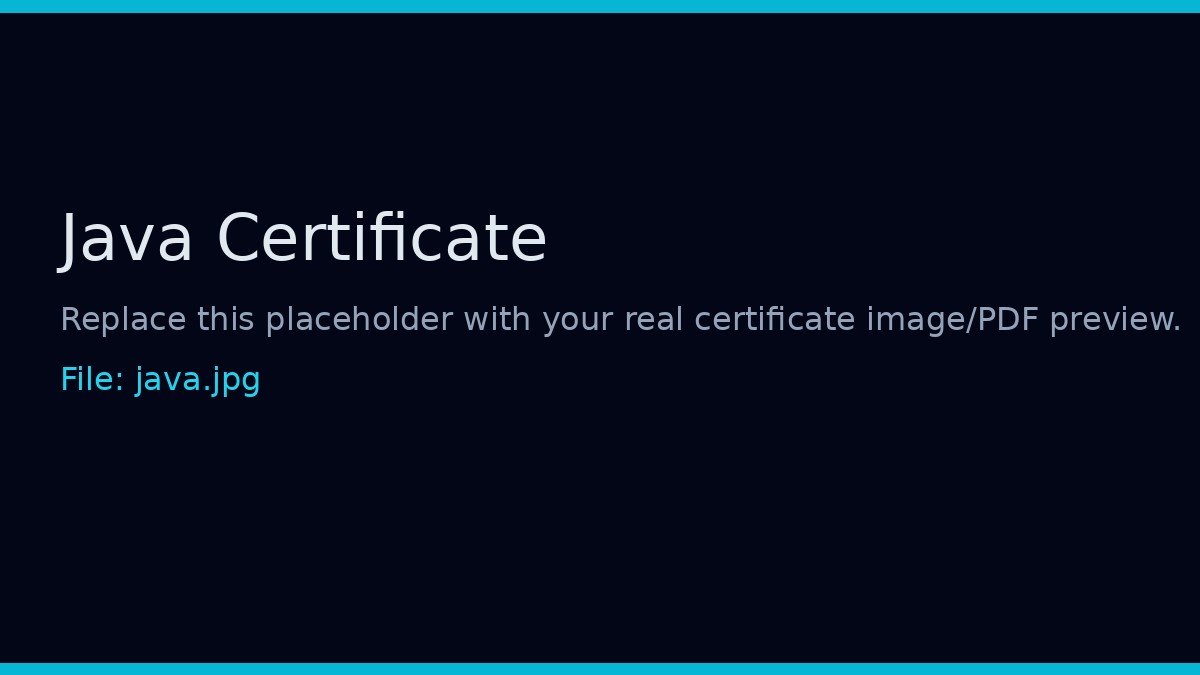 Diploma in Software Engineering (Java) certificate